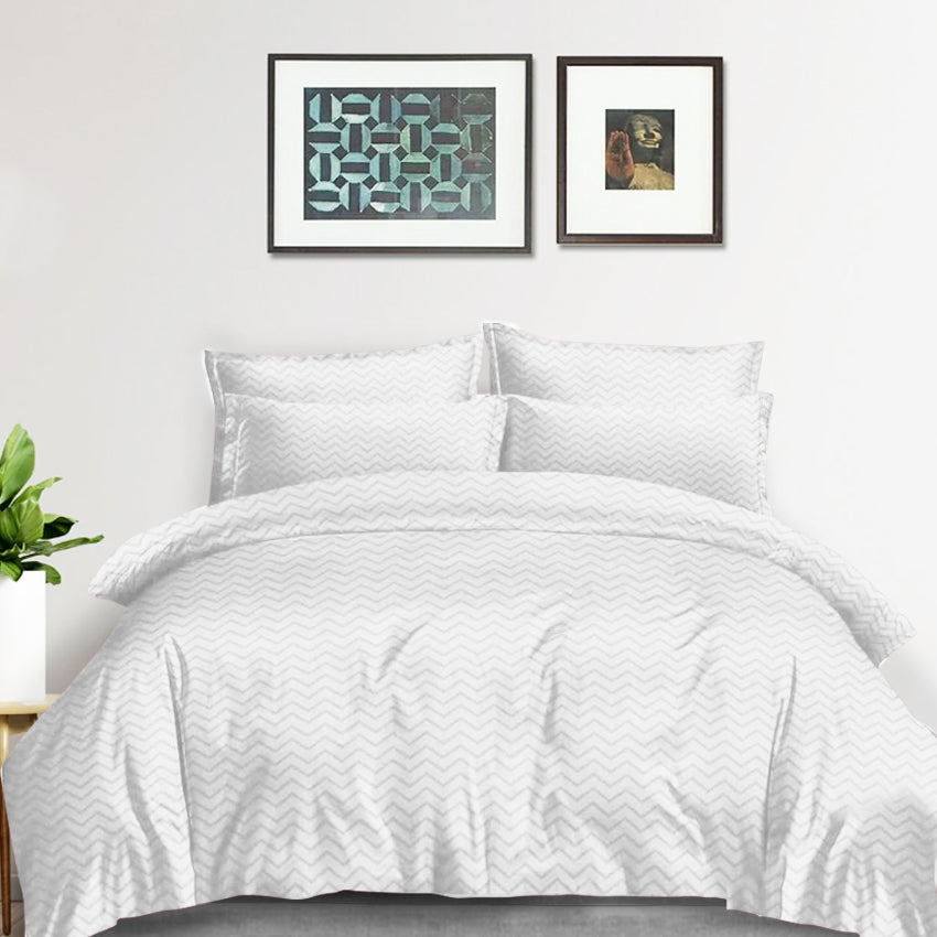 4in1 Plain Stripes Bedsheet ( 2 pillowcases, 1 Fitted Sheet, 1 Quilt cover )