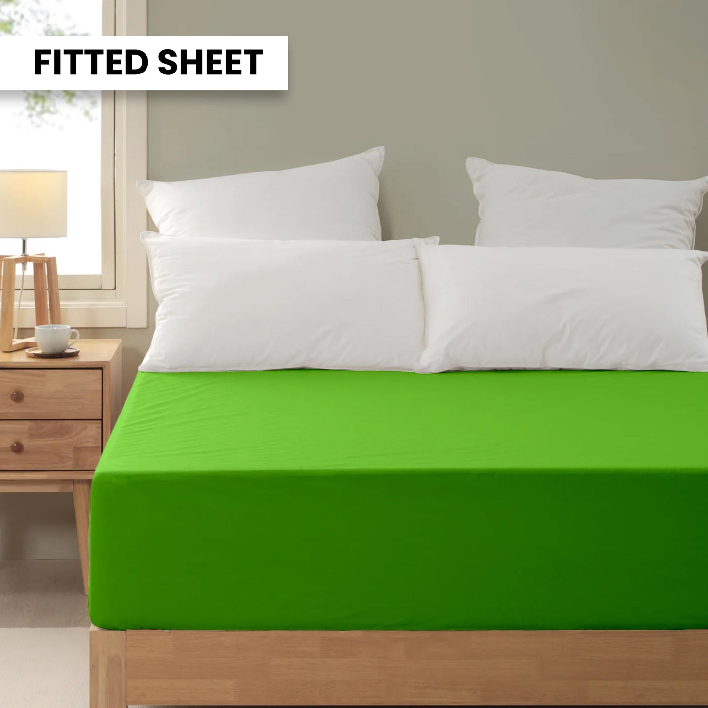 Plain Bedsheet Fitted Sheet and 2 Pillowcases - Full Size