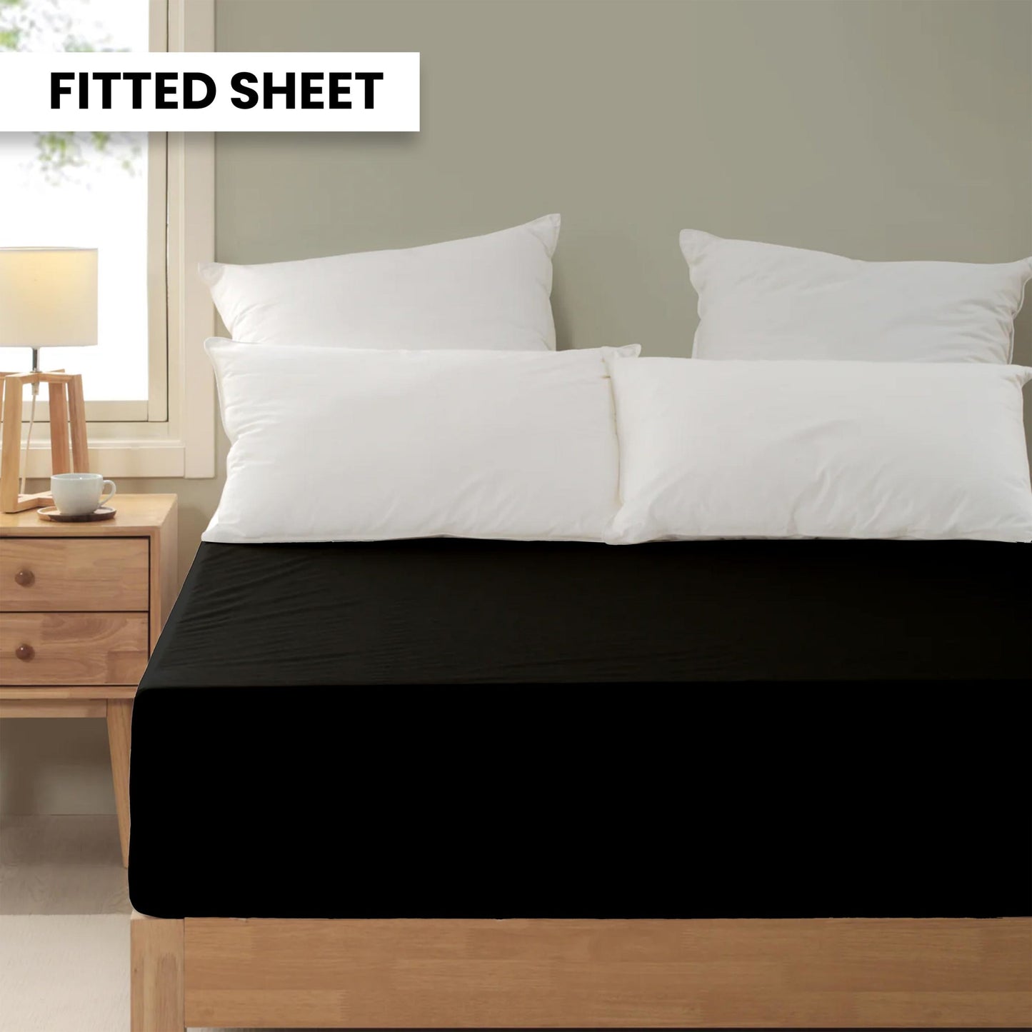 Plain Bedsheet Fitted Sheet and 2 Pillowcases - Full Size