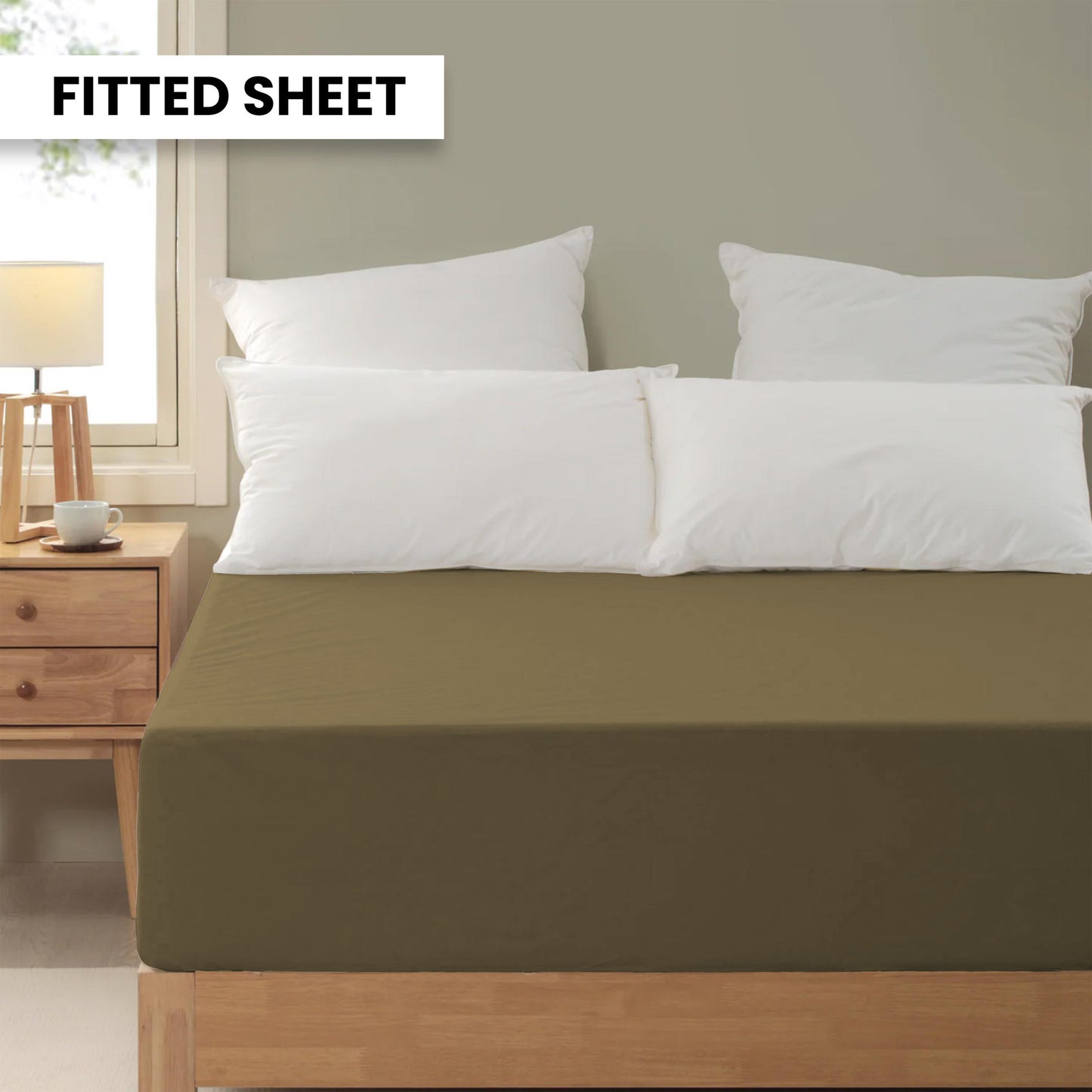 Plain Bedsheet Fitted Sheet and 2 Pillowcases - King Size