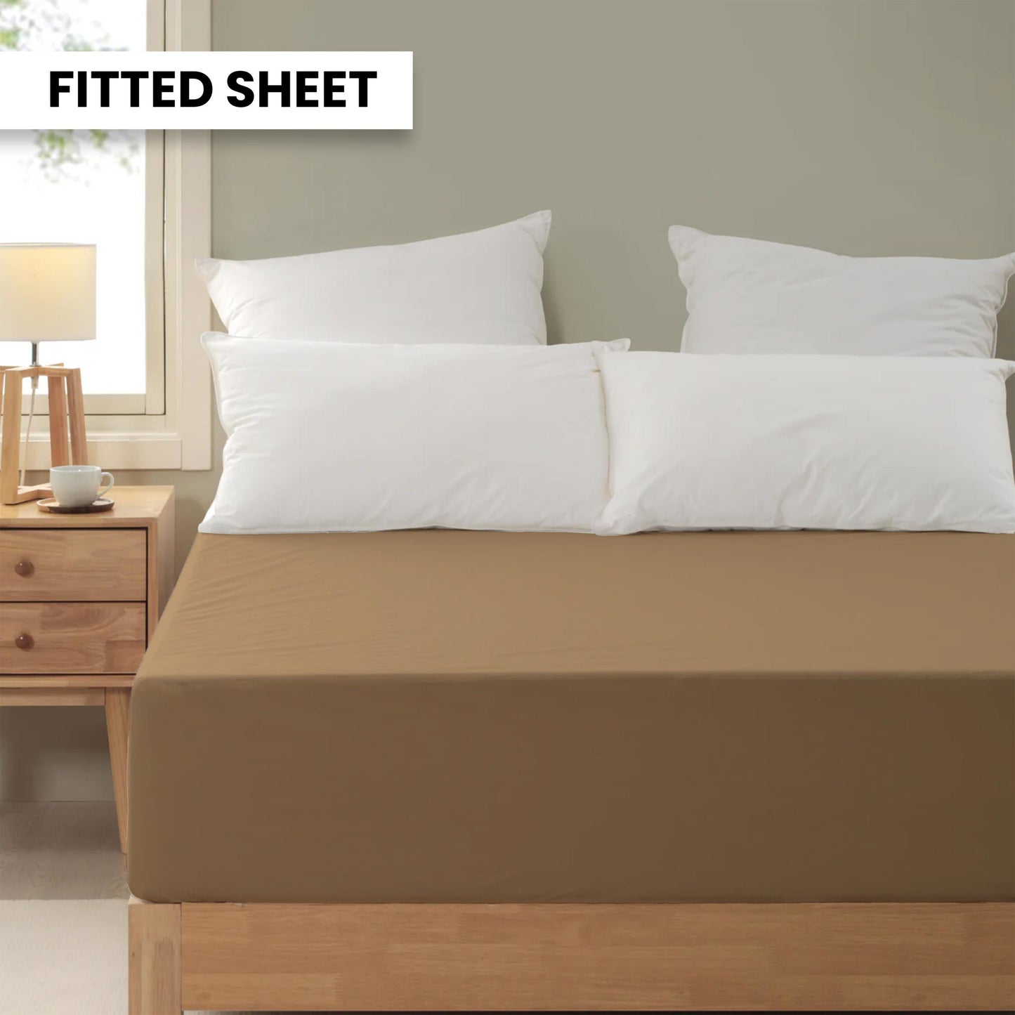 Plain Bedsheet Fitted Sheet and 2 Pillowcases - King Size