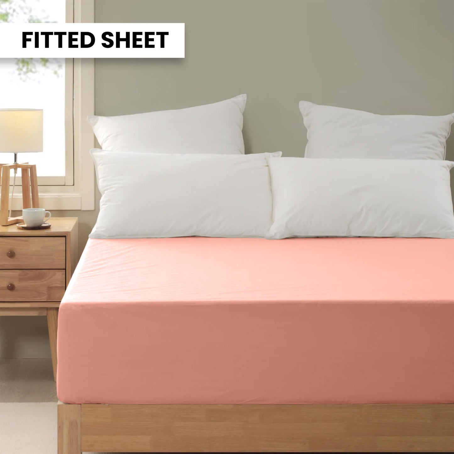 Plain Bedsheet Fitted Sheet and 2 Pillowcases - Queen Size