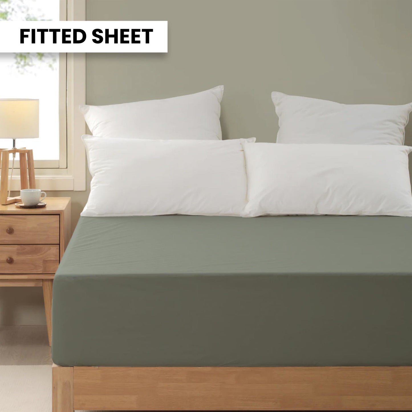 Plain Bedsheet Fitted Sheet and 2 Pillowcases - King Size