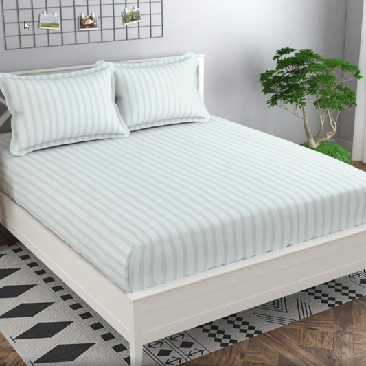 Printed Bed sheet HQ Series 3in1 Bedding Set ( 2 pillowcases and 1 fitted Sheet ) HQStripes2E