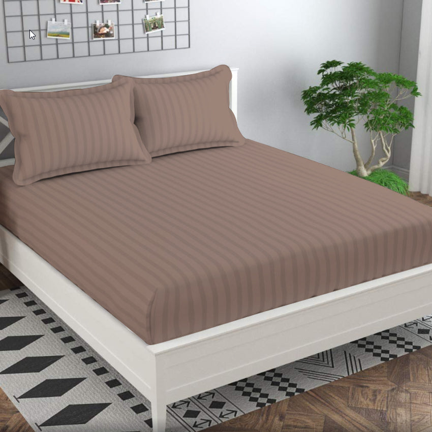 Printed Bed sheet HQ Series 3in1 Bedding Set ( 2 pillowcases and 1 fitted Sheet ) HQStripes49AE