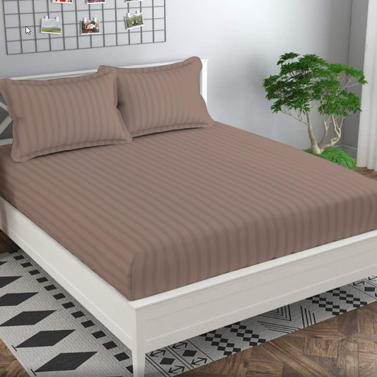 Printed Bed sheet HQ Series 3in1 Bedding Set ( 2 pillowcases and 1 fitted Sheet ) HQStripes49AE