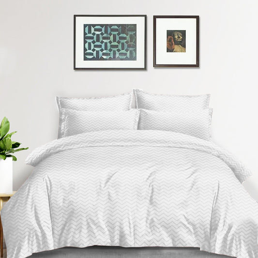 4in1 Plain Stripes Bedsheet ( 2 pillowcases, 1 Fitted Sheet, 1 Quilt cover )