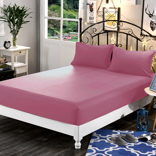 3 in 1 Premium Quality SE Series Plain Bed Sheet Set (1 Fitted Sheet and Free 2 Pillowcases) SE-48
