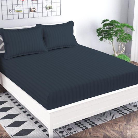 Printed Bed sheet HQ Series 3in1 Bedding Set ( 2 pillowcases and 1 fitted Sheet ) HQStripes45E