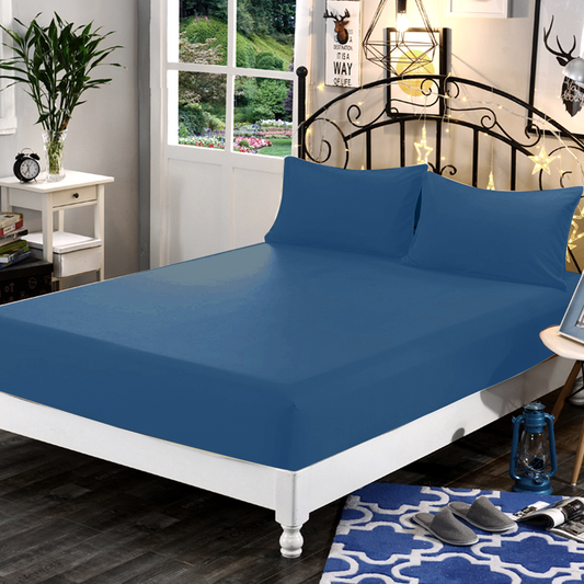 3 in 1 Premium Quality SE Series Plain Bed Sheet Set (1 Fitted Sheet and Free 2 Pillowcases) SE-46