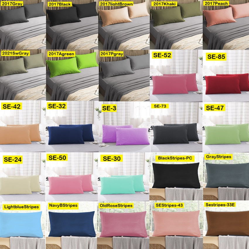Plain Bedsheet Fitted Sheet and 2 Pillowcases - Queen Size