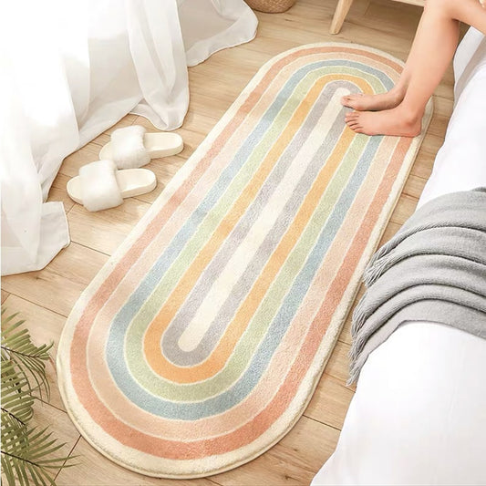 Oval Soft Fluffy Carpet Designer Nordic Rugs Anti-Slip and Absorbent 40x120cm