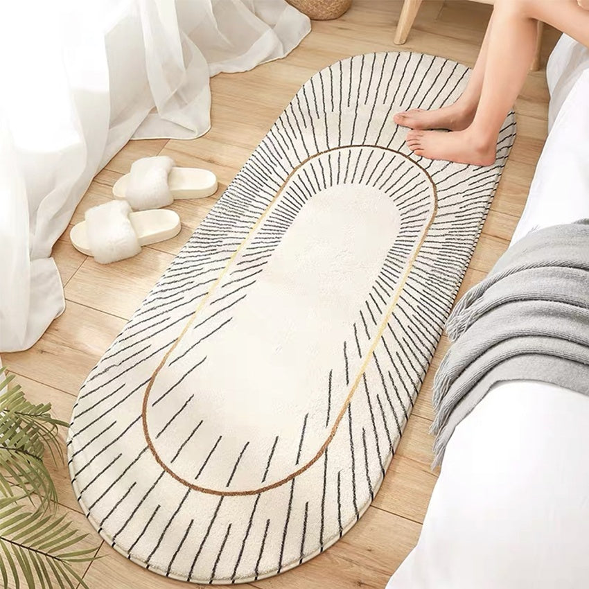 Oval Soft Fluffy Carpet Designer Nordic Rugs Anti-Slip and Absorbent 40x120cm