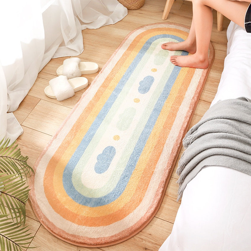 Oval Soft Fluffy Carpet Designer Nordic Rugs Anti-Slip and Absorbent 40x120cm