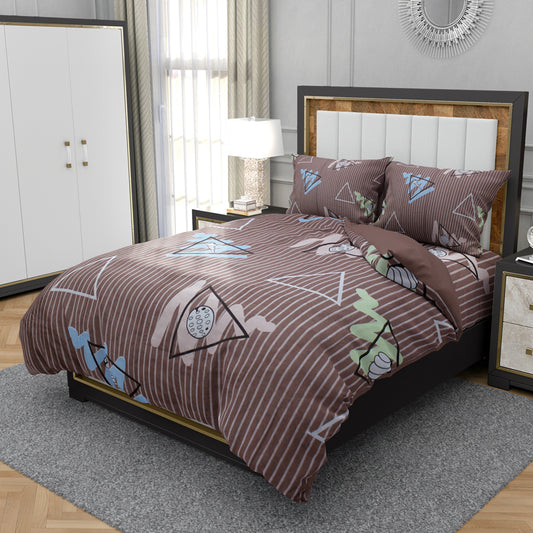 Printed Bed sheet DF Series 3in1 Bedding Set ( 2 pillowcases and 1 fitted Sheet ) DF86