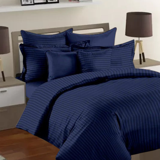 Premium Stripes Series 3in1 Bedsheet (2 Pillowcases 1 Fitted Sheet) NavyBStripes