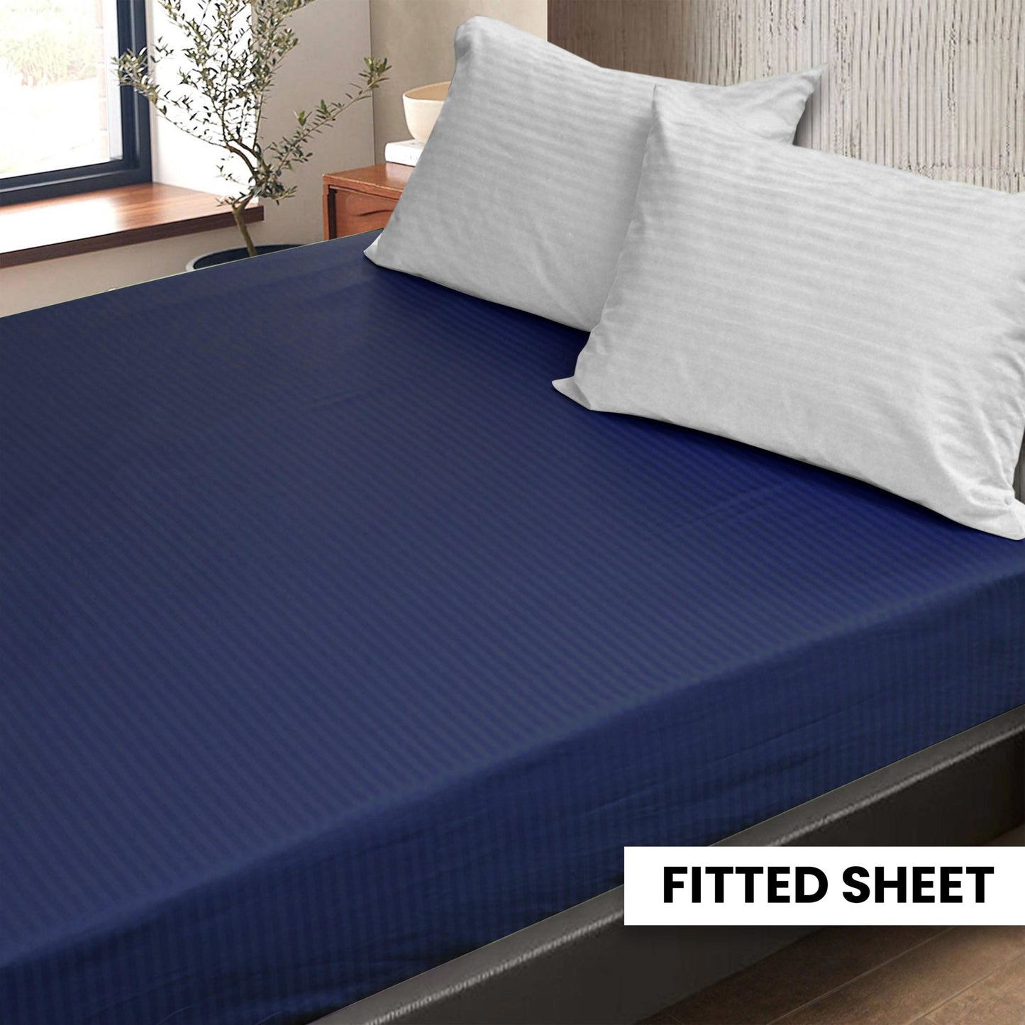 Plain Bedsheet Fitted Sheet and 2 Pillowcases - Full Size