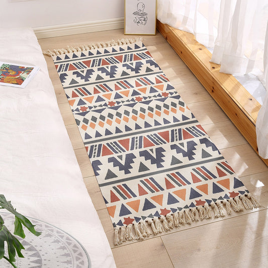 Rectangular Woven Tatami Carpet Retro Bohemian Rugs Anti-Slip 60x130cm