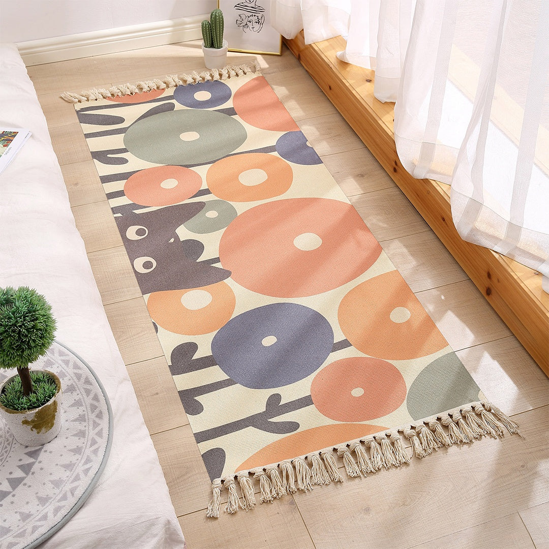Rectangular Woven Tatami Carpet Retro Bohemian Rugs Anti-Slip 60x130cm
