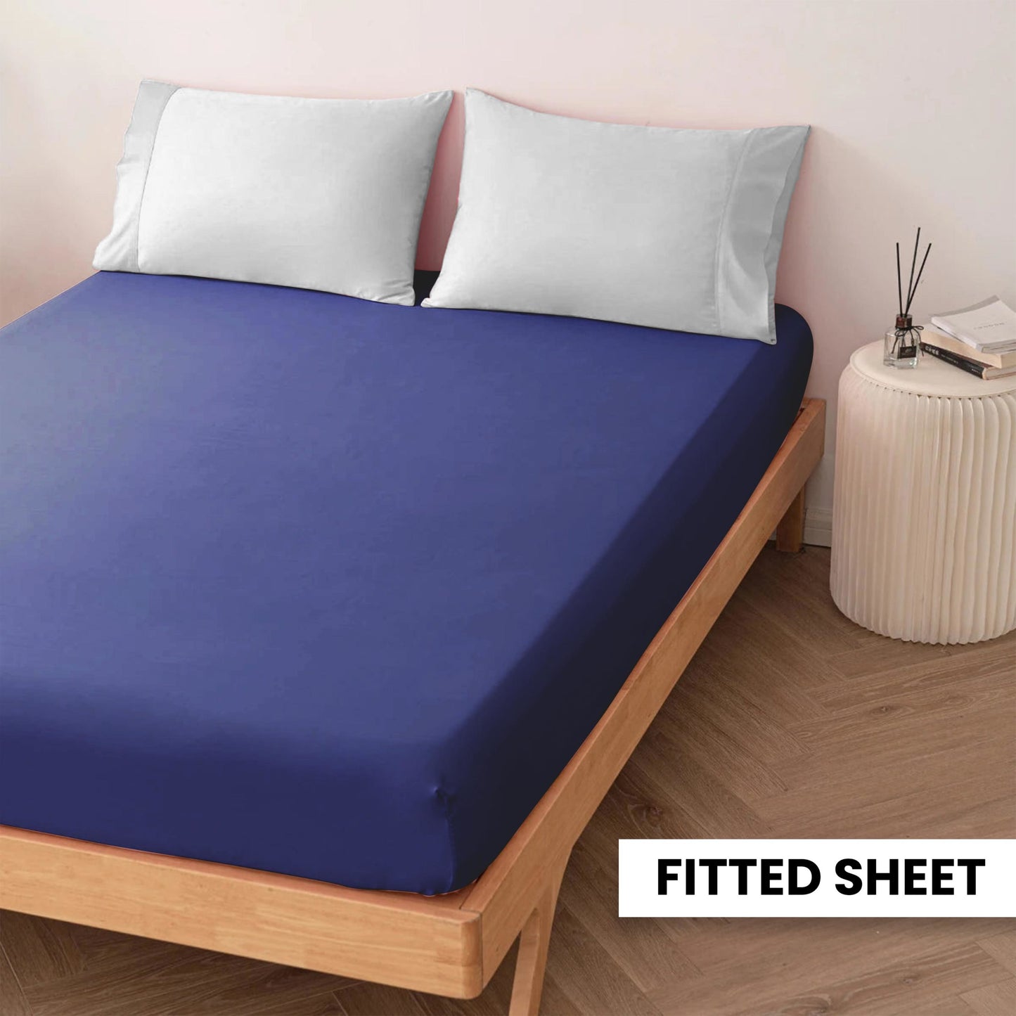 Plain Bedsheet Fitted Sheet and 2 Pillowcases - Full Size
