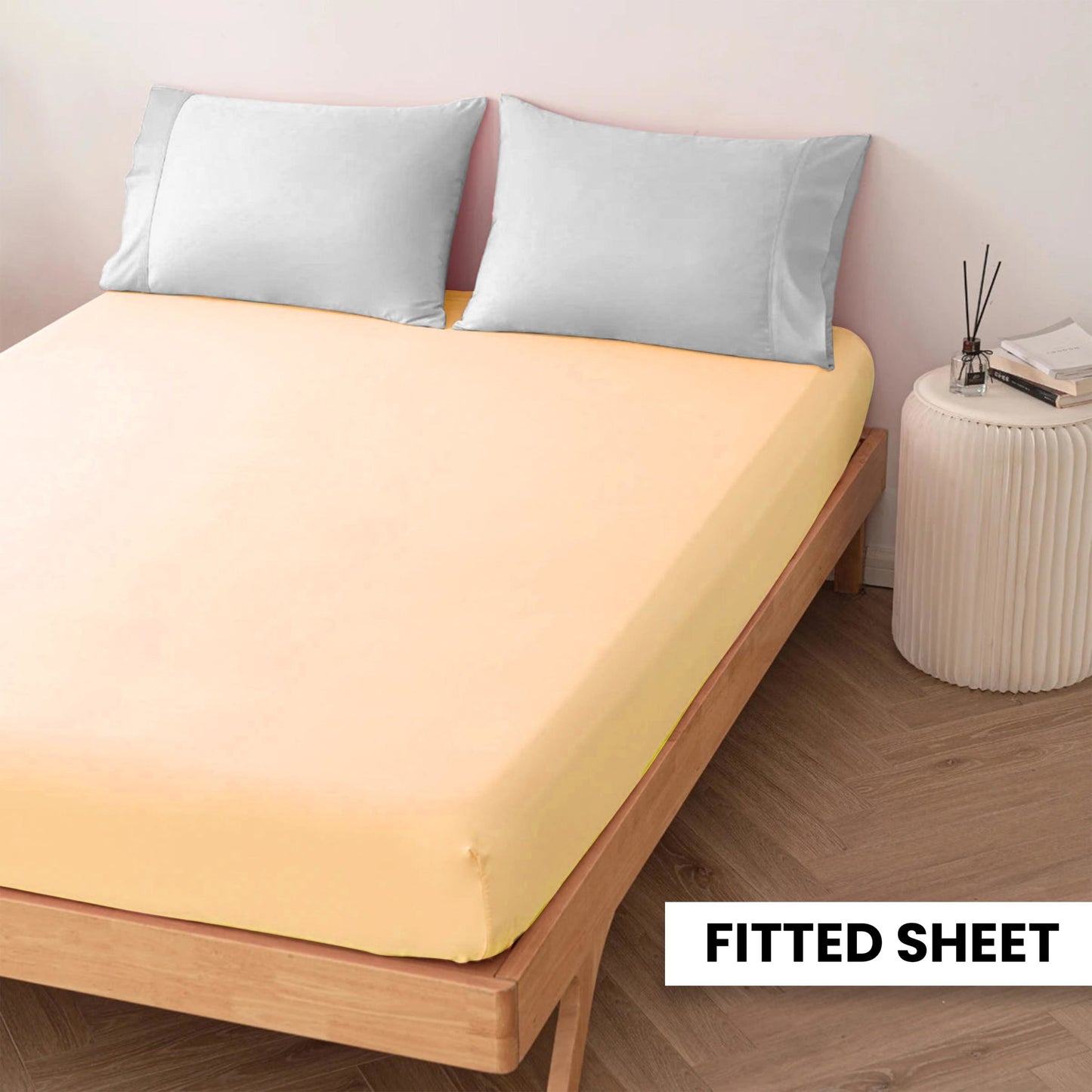 Plain Bedsheet Fitted Sheet and 2 Pillowcases - Queen Size