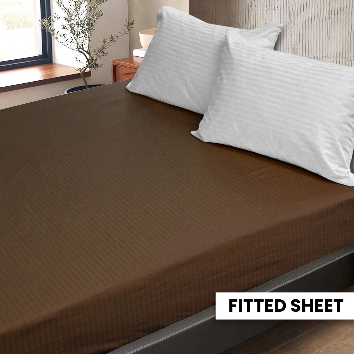 Plain Bedsheet Fitted Sheet and 2 Pillowcases - King Size