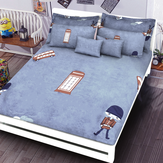 Printed Bed sheet NQ Series 3in1 Bedding Set ( 2 pillowcases and 1 fitted Sheet ) NQ17