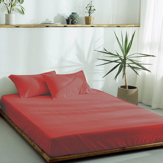 3 in 1 Bed Sheet Set Plain 2021 Series (1 Fitted Sheet and Free 2 Pillowcases) 2021Rust