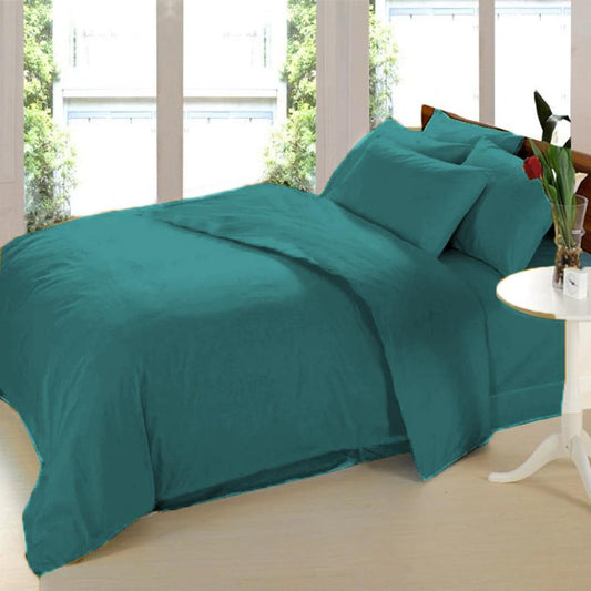 3 in 1 Bed Sheet Set Plain 2017 Series (1 Fitted Sheet and Free 2 Pillowcases) 2017Teal