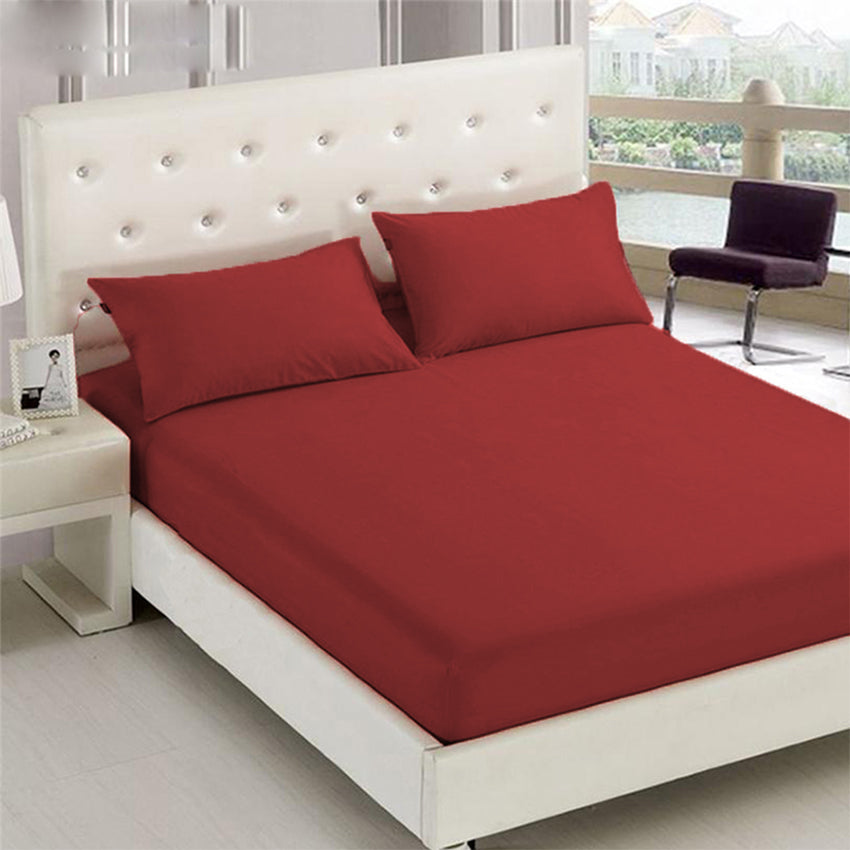3 in 1 Premium Quality SE Series Plain Bed Sheet Set (1 Fitted Sheet and Free 2 Pillowcases) SE-85