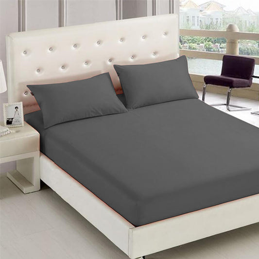 3 in 1 Premium Quality SE Series Plain Bed Sheet Set (1 Fitted Sheet and Free 2 Pillowcases) SE-73