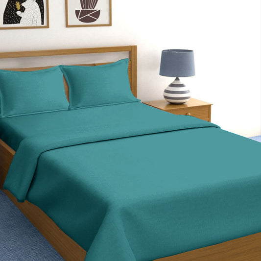 3 in 1 Bed Sheet Set Plain 2021 Series (1 Fitted Sheet and Free 2 Pillowcases) 2021PtlGreen