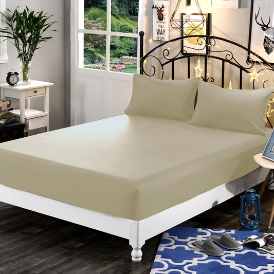 3 in 1 Premium Quality SE Series Plain Bed Sheet Set (1 Fitted Sheet and Free 2 Pillowcases) SE-40